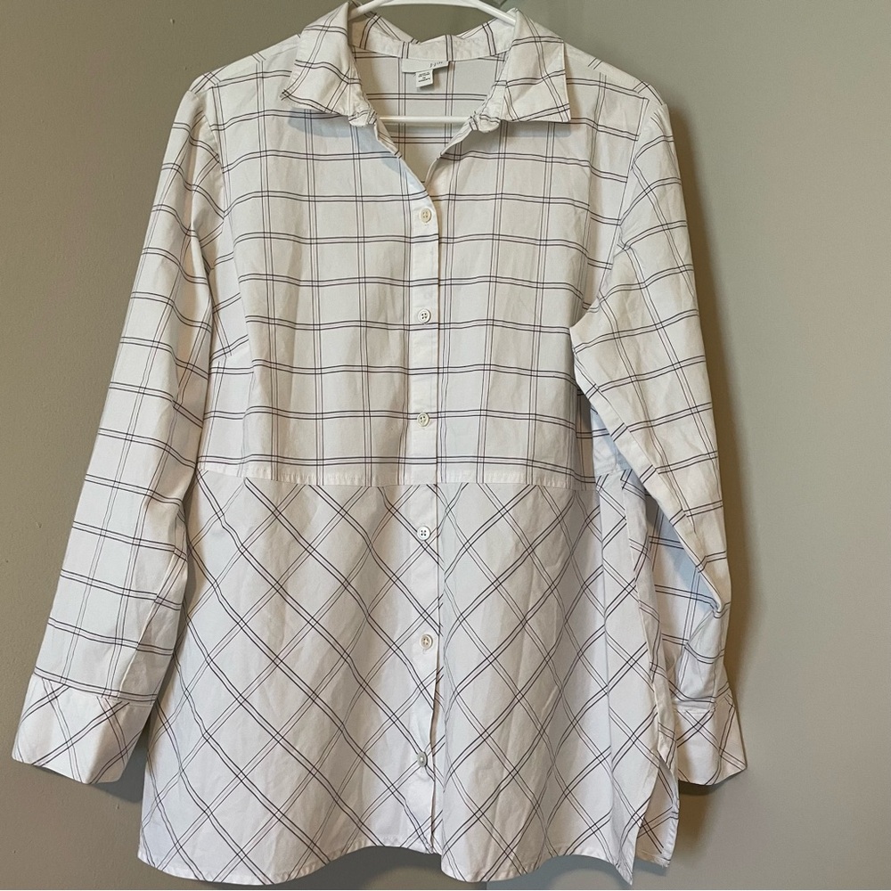 J. Jill White Plaid Button-Up Shirt